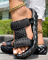 Braided Hollow Out Slippers Summer Sandals black