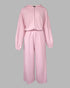 2 Pieces Outfit Drop Shoulder Zip Up Loose Hoodie Sweatshirt and Casual Elastic Waist Wide Leg Sweatpants Set light pink