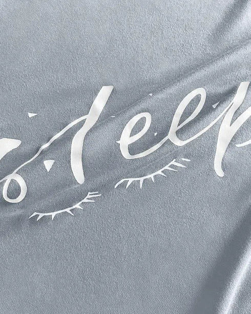 2 Pieces Outfit Letter print Round Neck Short Sleeve Top and Tie Dye Print Elastic Waist Loose Fit Pants Set Casual Pajamas Set gray