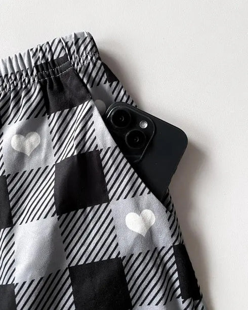 2 Pieces Outfit Anchor Pattern Short Sleeve Top and Striped Elastic Waist Pants Set Casual Pajamas Set gray