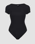 U-Neck Short Sleeve Ribbed Bodysuit black