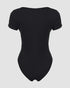 U-Neck Short Sleeve Ribbed Bodysuit black