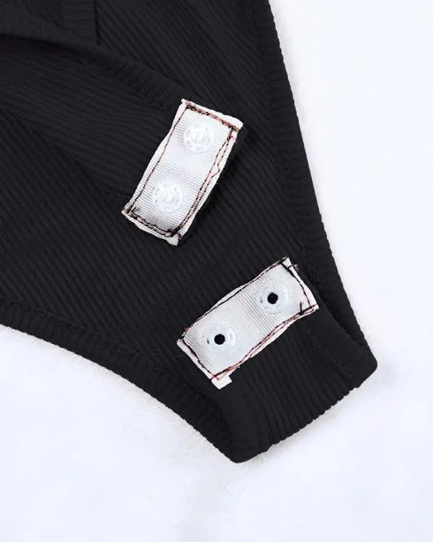 U-Neck Short Sleeve Ribbed Bodysuit black