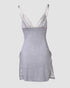 2 Piece Lace Trim Side Slit Bowknot Decor Modal Cami Sleep Dress Cardigan Nightdress Set gray
