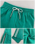 Contrast Side Striped & Zipper Slit Side Drawstring Elastic Waist Trousers Casual Wide Leg Pants green