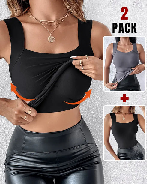 U-Neck Sleeveless Tank Seamless Skinny Layering Top with Built-In Bra style6