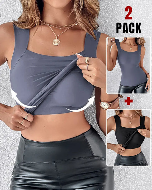 U-Neck Sleeveless Tank Seamless Skinny Layering Top with Built-In Bra style6