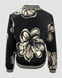 Plants Print Long Sleeve Casual Zipper Baseball Coat black