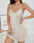 Contrast Lace V-Neck Spaghetti Strap Babydoll Sexy Backless Satin Sleep Dress champagne