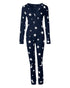 Christmas V-Neck Long Sleeve Functional Buttoned Flap Adults Pajamas One Piece purplish blue