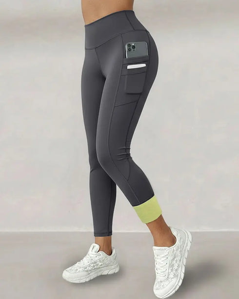 Winter Warm High Waisted Workout Athletic Leggings Tummy Control Butt Lifting Ultra Soft Thermal Lined Yoga Pants Women's Sportswear with Stacked Slit Pockets On Side Dark grey