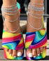 Rainbow Stripe Square Toe Slippers Multicolor
