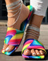 Rainbow Stripe Square Toe Slippers Multicolor