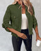 Flap Pocket Roll Tab Sleeve Drawstring Hem Zip Up Jacket Army green