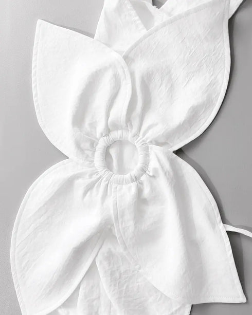 2 Pieces Outfit 3D Flower Decor Asymmetrical Neck Spaghetti Strap Top and Casual Floral Print Wide Leg Pants Set blue