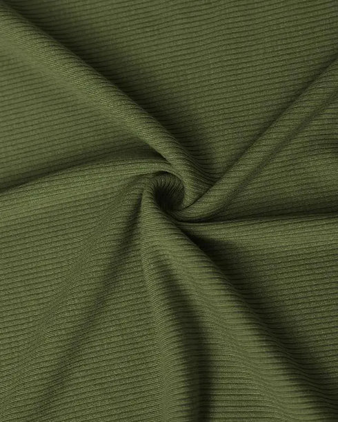 3 Piece Ribbed Tank Top and Crewneck Long Sleeve Tops High Waist Pants Tracksuit Army green