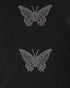 Rhinestone Butterfly Pattern Long Sleeve Top black