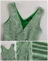 V-Neck Sleeveless Double Breasted Decor A Line Party Dress Causal Ziper Back Peplum Hem Commuting Dress green