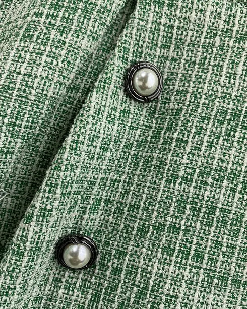 V-Neck Sleeveless Double Breasted Decor A Line Party Dress Causal Ziper Back Peplum Hem Commuting Dress green