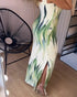 Plants Print Square Neck Thick Strap Maxi Dress Casual Slim Fit Side Slit Vacation Dress with Pockets green