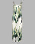 Plants Print Square Neck Thick Strap Maxi Dress Casual Slim Fit Side Slit Vacation Dress with Pockets green