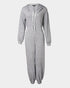 Hooded Kangaroo Pocket Design Stretchy Waist Cuffed Jumpsuit gray