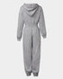 Hooded Kangaroo Pocket Design Stretchy Waist Cuffed Jumpsuit gray