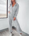 Hooded Kangaroo Pocket Design Stretchy Waist Cuffed Jumpsuit gray