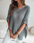 Solid Batwing Sleeve Hollow-out Crochet Pattern Top Casual Cover Up gray