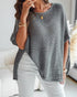Solid Batwing Sleeve Hollow-out Crochet Pattern Top Casual Cover Up gray