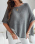 Solid Batwing Sleeve Hollow-out Crochet Pattern Top Casual Cover Up gray