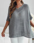 Solid Batwing Sleeve Hollow-out Crochet Pattern Top Casual Cover Up gray