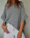 Solid Batwing Sleeve Hollow-out Crochet Pattern Top Casual Cover Up gray