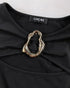 Rhinestone Decor Sweetheart Neck Long Sleeve Slim Fit Tee Bowknot Decor Casual Top with Thumb Hole Cuffs black