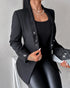 Rhinestone & Pearls Decor Shawl Collar Long Sleeve Blazer Coat black
