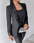 Rhinestone & Pearls Decor Shawl Collar Long Sleeve Blazer Coat black