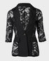 Lapel Neck Lace Patch Single Button Flap Detail Sheer Blazer Coat black