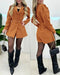 Notched Collar Puff Sleeve 2-in-1 Blazer Romper with Detachable Belt khaki