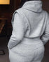 2 Pieces Outfit Rhinestone Graphic & Letter Pattern 3D Design Crop Drawstring Hoodie Sweatshirt and Casual Drawstring Elastic Waist Wide Leg Sweatpants Set gray