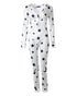 Christmas V-Neck Long Sleeve Functional Buttoned Flap Adults Pajamas One Piece white