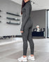 Stand Collar Long Sleeve Zipper Front Skinny Jumpsuit with Thumb Hole Cuffs gray