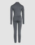Stand Collar Long Sleeve Zipper Front Skinny Jumpsuit with Thumb Hole Cuffs gray