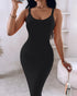 Spaghetti Strap U-Neck Casual Maxi Dress Slim Fit Cami Vacation Dress black