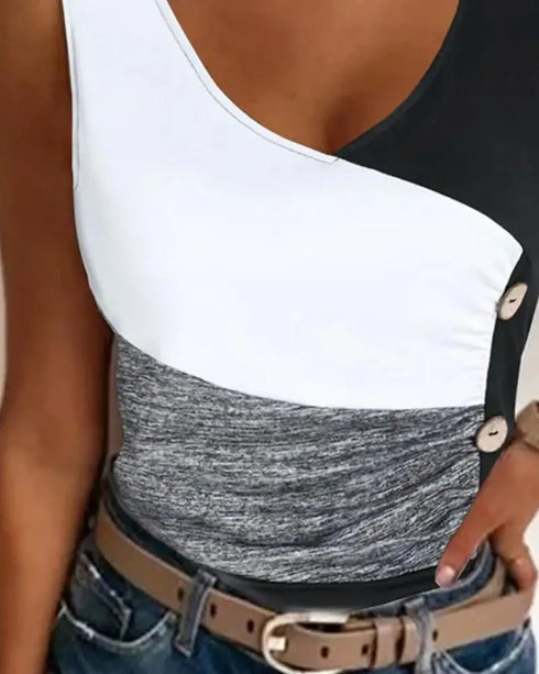 Rhinestone Embellished Thick Strap Tank Top white