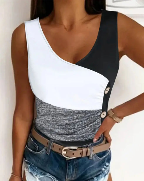 Rhinestone Embellished Thick Strap Tank Top white