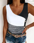 Rhinestone Embellished Thick Strap Tank Top white