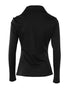 Long Sleeve Button Down Shirt Collar Neck Ruched Fitted Top black