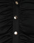 Long Sleeve Button Down Shirt Collar Neck Ruched Fitted Top black