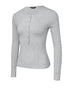 Long Sleeve Top Button Down Slim Fit Tops Crewneck Ribbed Knit Shirt gray