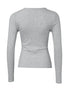 Long Sleeve Top Button Down Slim Fit Tops Crewneck Ribbed Knit Shirt gray